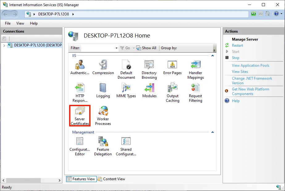 Создание запроса на подпись сертификата (CSR) в Windows IIS 10
