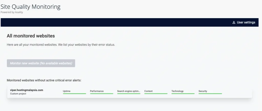 Мониторинг качества сайта в cPanel