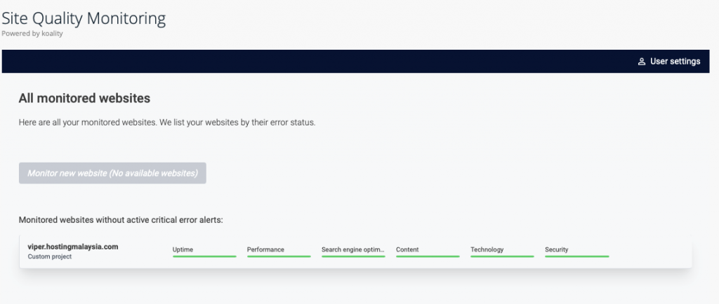 cPanel-де сайт сапасының мониторингі