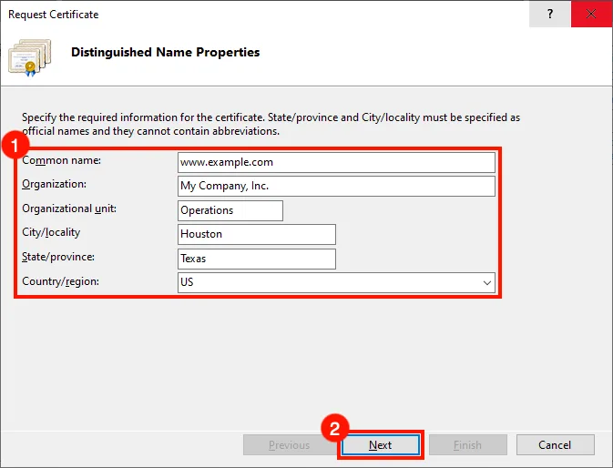 Создание запроса на подпись сертификата (CSR) в Windows IIS 10