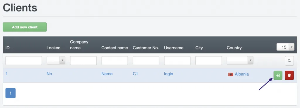 Login as client